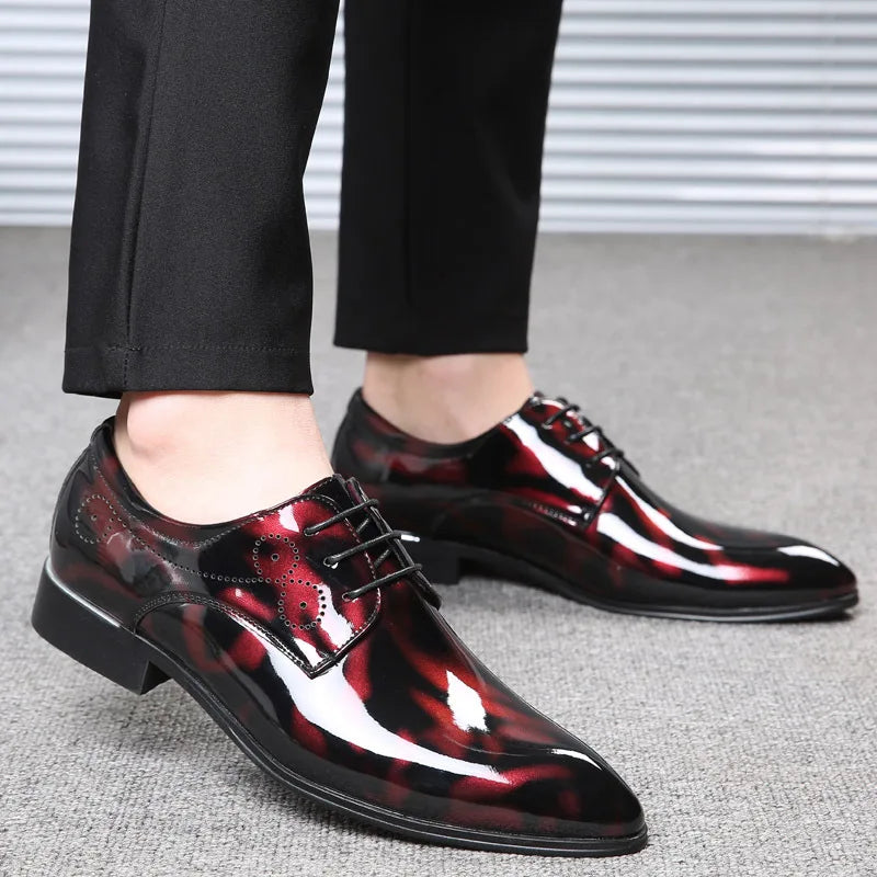 Men's Patent Leather Oxford Formal Pointed Toe Dress Shoes