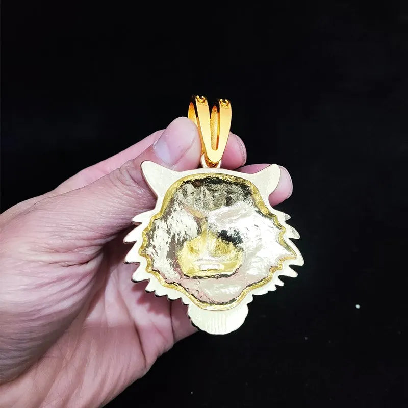 3D Tiger Pendant Crystal Cuban Chain Hip-Hop Iced Out Bling Chain Necklace