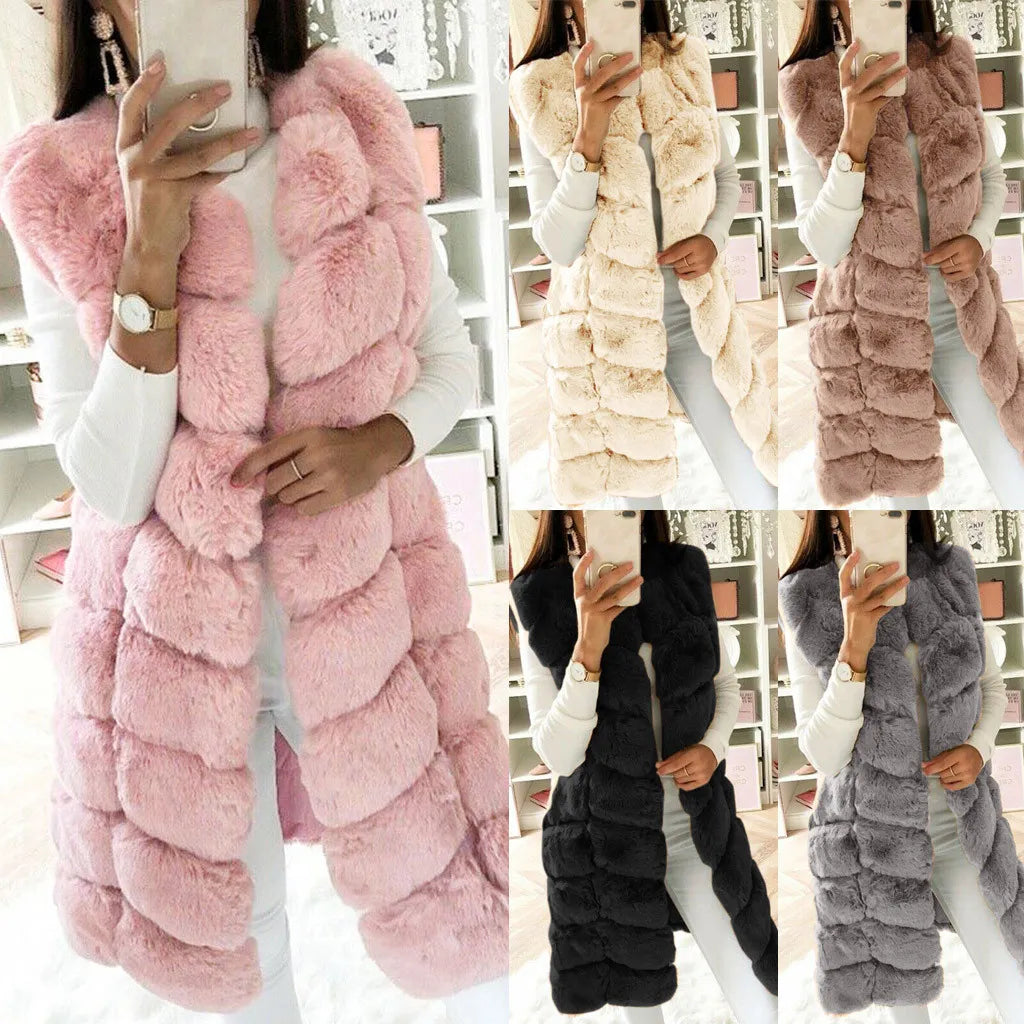 Faux Fur Women's Maxi Vest to 4X