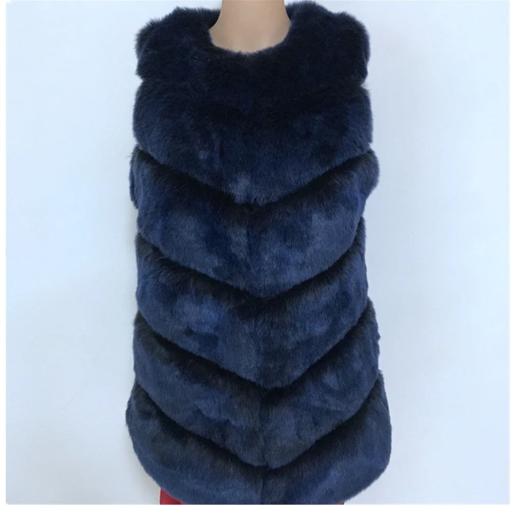 Plush Faux Fur Women's Maxi Vest to 4X