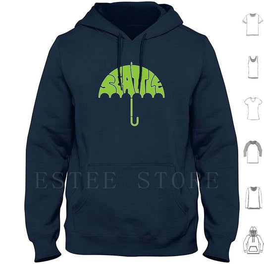 Men's Seattle Rain Umbrella Long Sleeve Hoodie/Sweatshirt