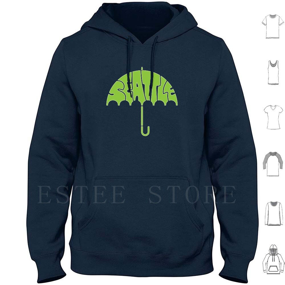 Men's Seattle Rain Umbrella Long Sleeve Hoodie/Sweatshirt