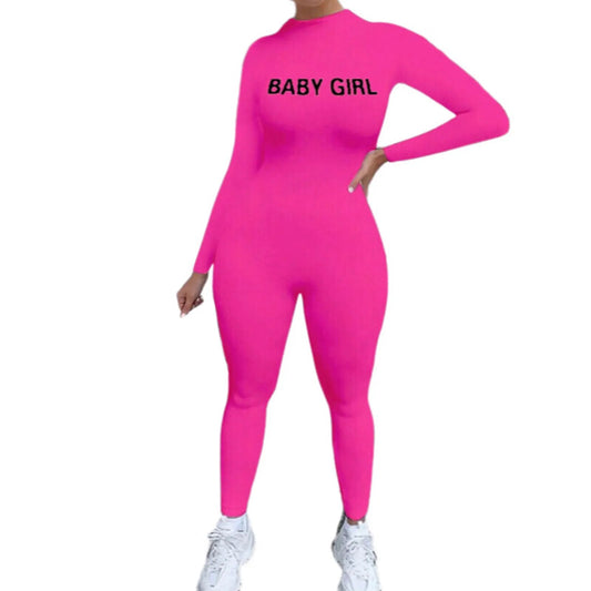 "Baby Girl" Long Sleeve Fitness Jumpsuit