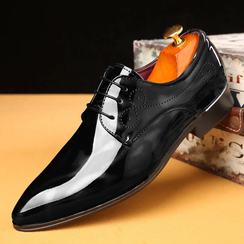 Men's Patent Leather Oxford Formal Pointed Toe Dress Shoes