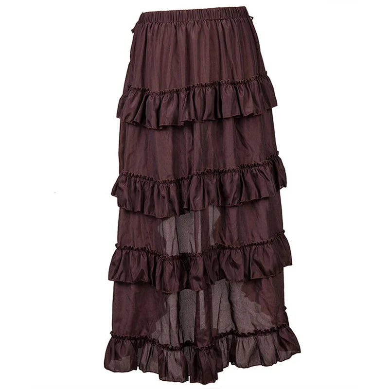 Ruffled Medieval Victorian Steampunk Midi Skirt