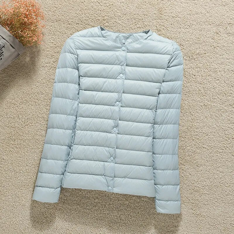 Padded Collarless Ultralight Quilted Women's Down Jacket