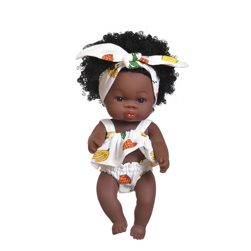 35cm African Black Girl Handmade Silicone Doll