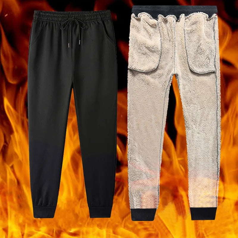 Men's Winter Thermal Letter Printed Cotton Sweatpants