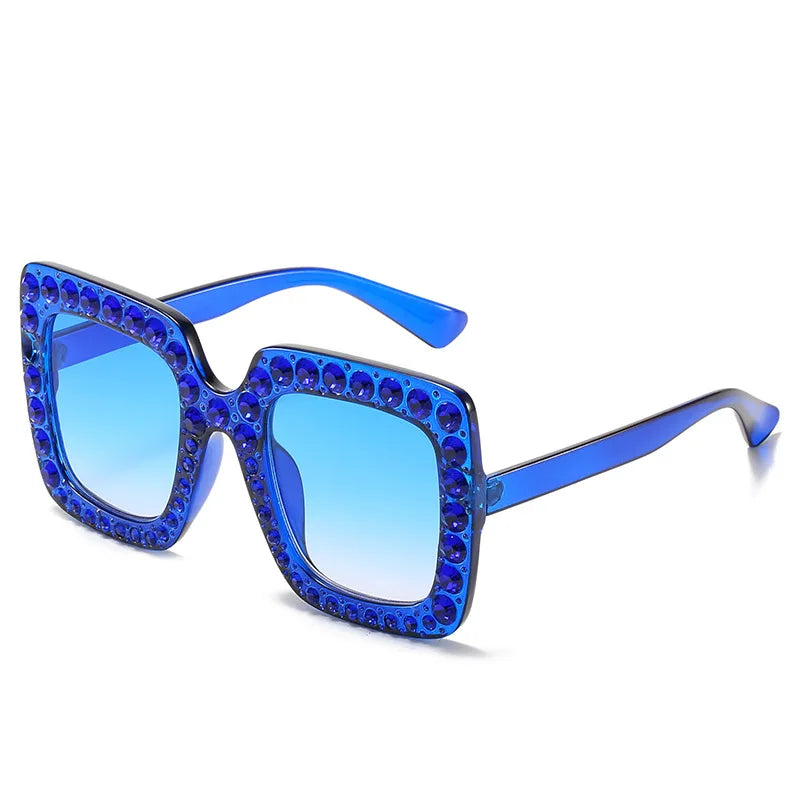Oversized Square Rhinestone Diamond Women's UV400 Sunglasses