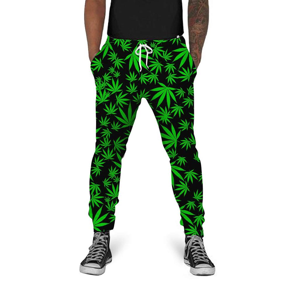 3D Digital Print Green Plant Leaves Sweatpants S-5XL