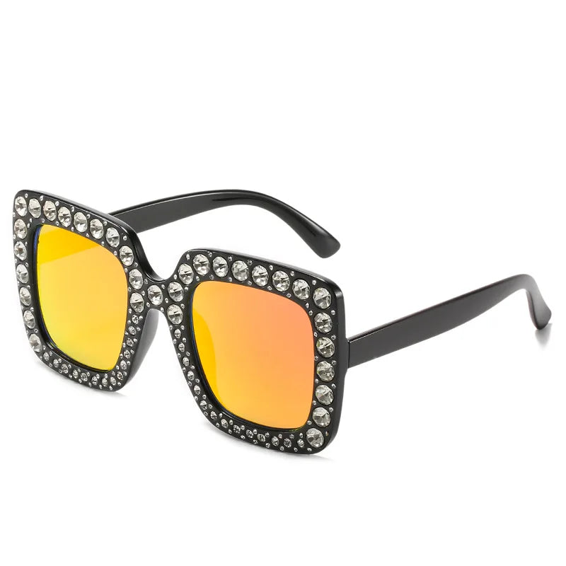 Oversized Square Rhinestone Diamond Women's UV400 Sunglasses