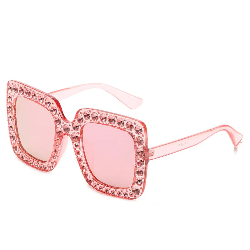 Oversized Square Rhinestone Diamond Women's UV400 Sunglasses