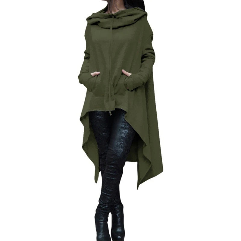 Oversized Pullover Solid Women's Maxi Hooded Sweatshirt w/ Front Pocket to 4X Plus Size