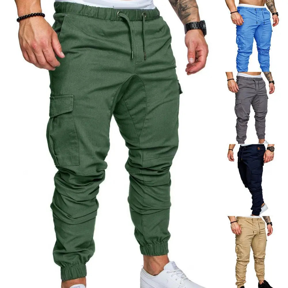 Men's Solid Color Pocket Skinny Cargo Jogger Sweatpants