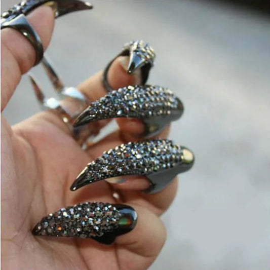 Punk Fingernail Rings Cz Crystal Eagle Claw Decorative 5-Piece Set