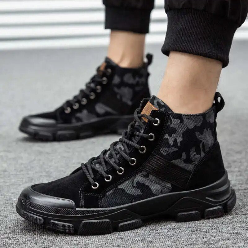 Men's Camouflage High-Top Ankle Boots