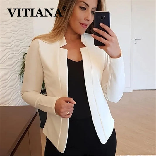 Long Sleeve Open Stitch Women's Blazer Jacket to 5X