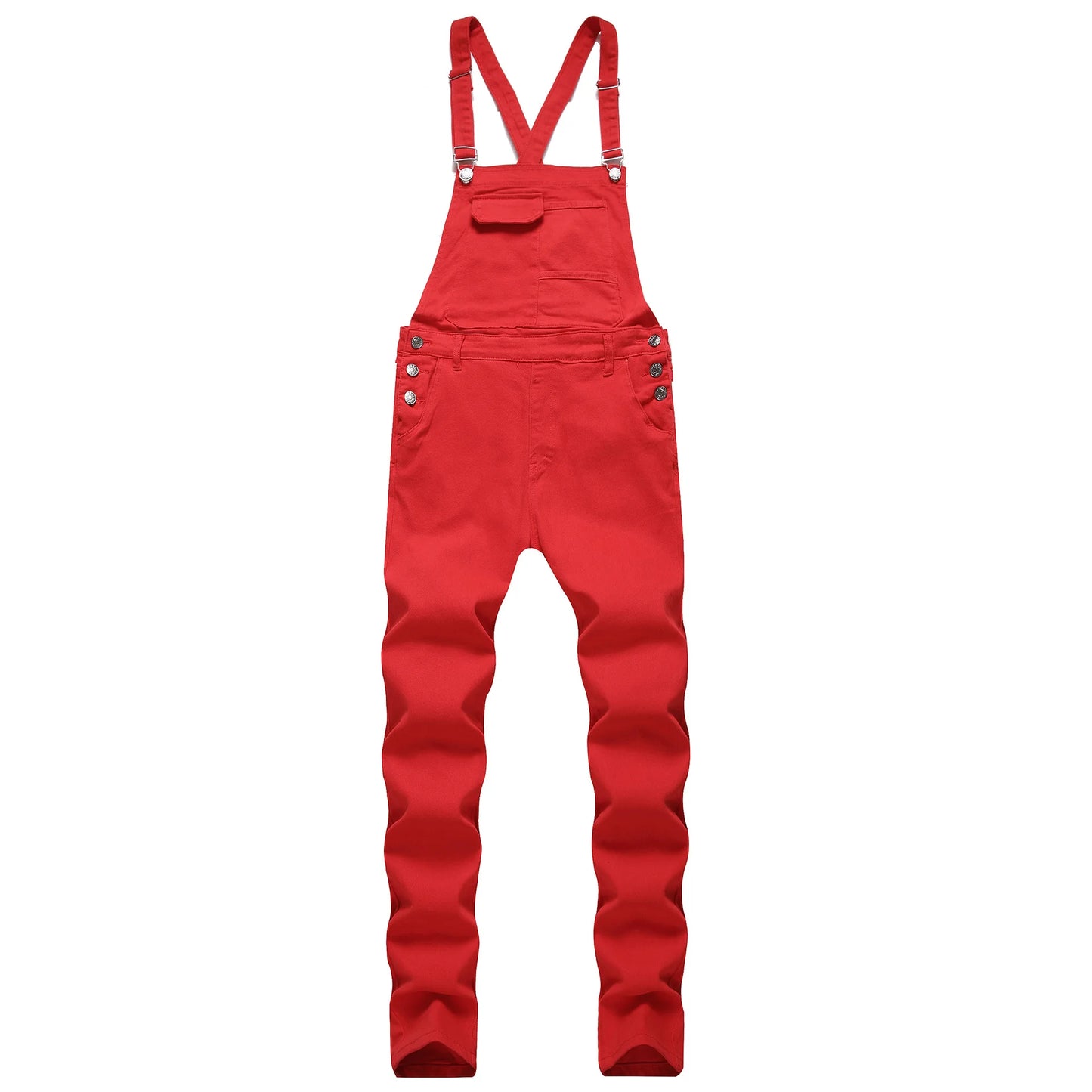 Denim Men's Cargo Multi-Pocket Slim Bib Overalls