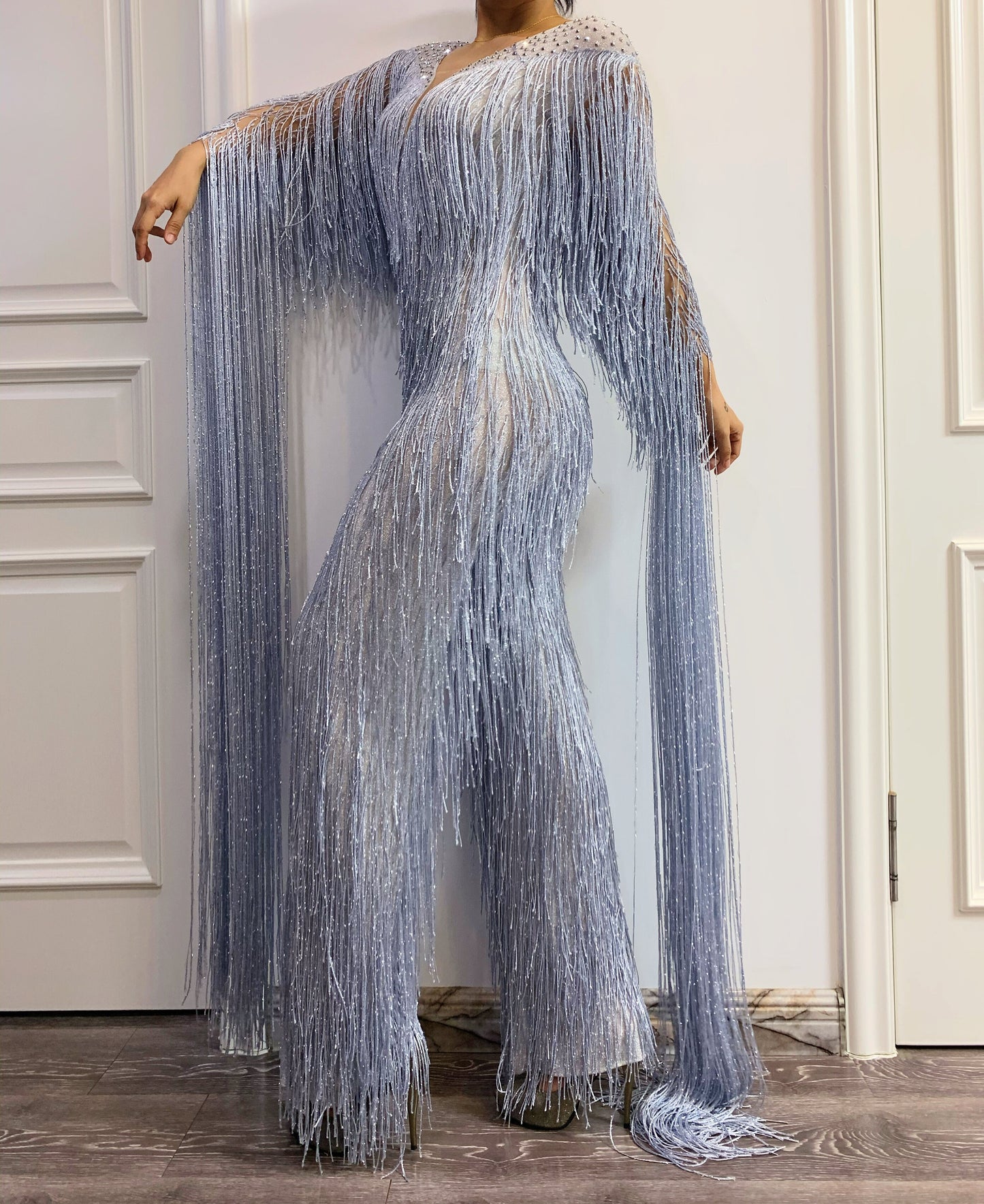 Tassel Fringe Rhinestone Jumpsuit