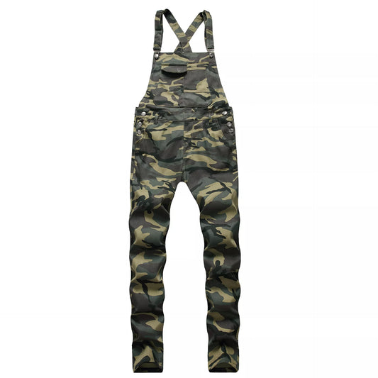 Denim Men's Cargo Multi-Pocket Slim Bib Overalls