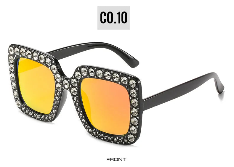 Oversized Square Rhinestone Diamond Women's UV400 Sunglasses