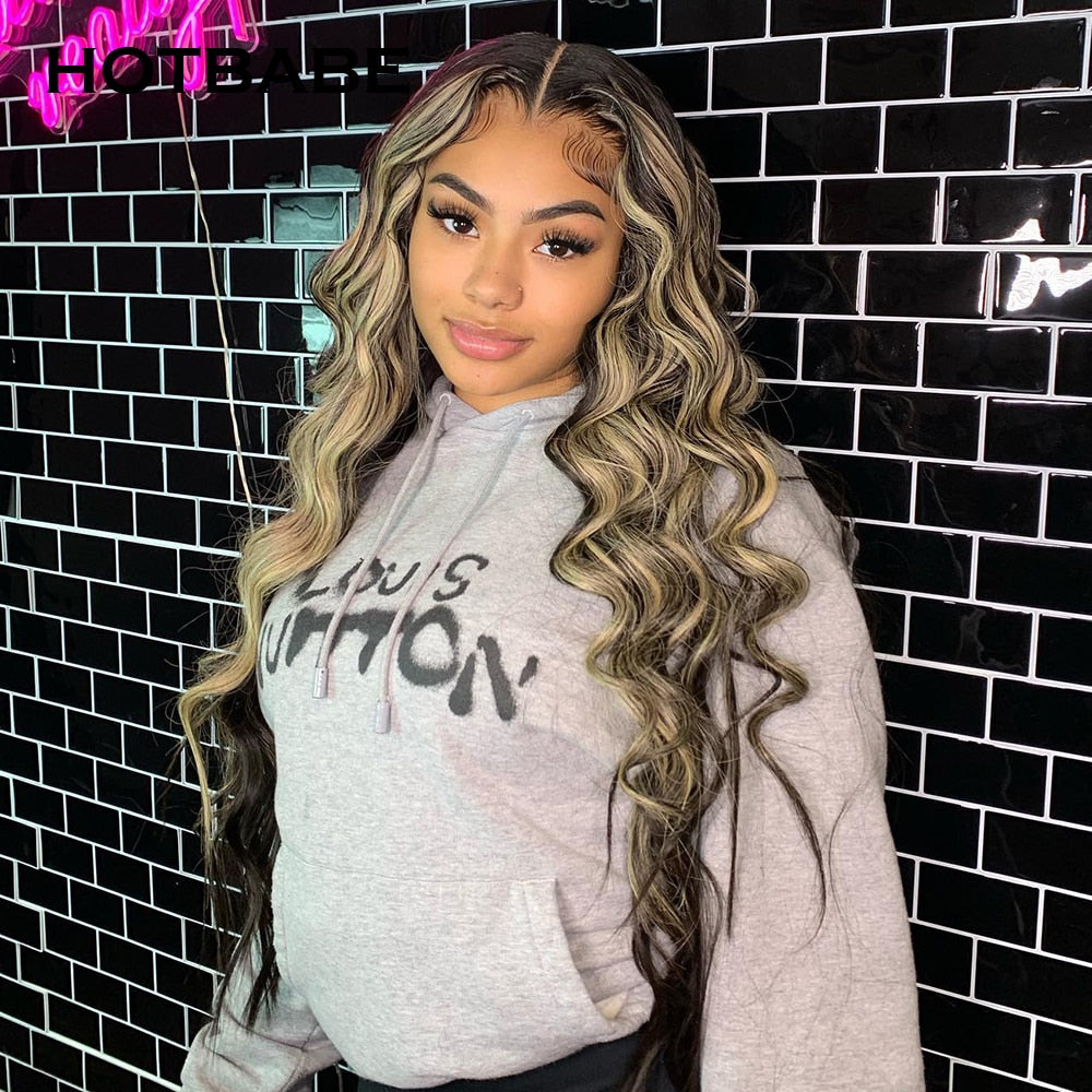 Highlight Wig Grey With Black Color 30 32 Inch Lace Front Wigs For Women Body Wave 13x4 Lace Frontal Wigs Colored Human Hair Wig