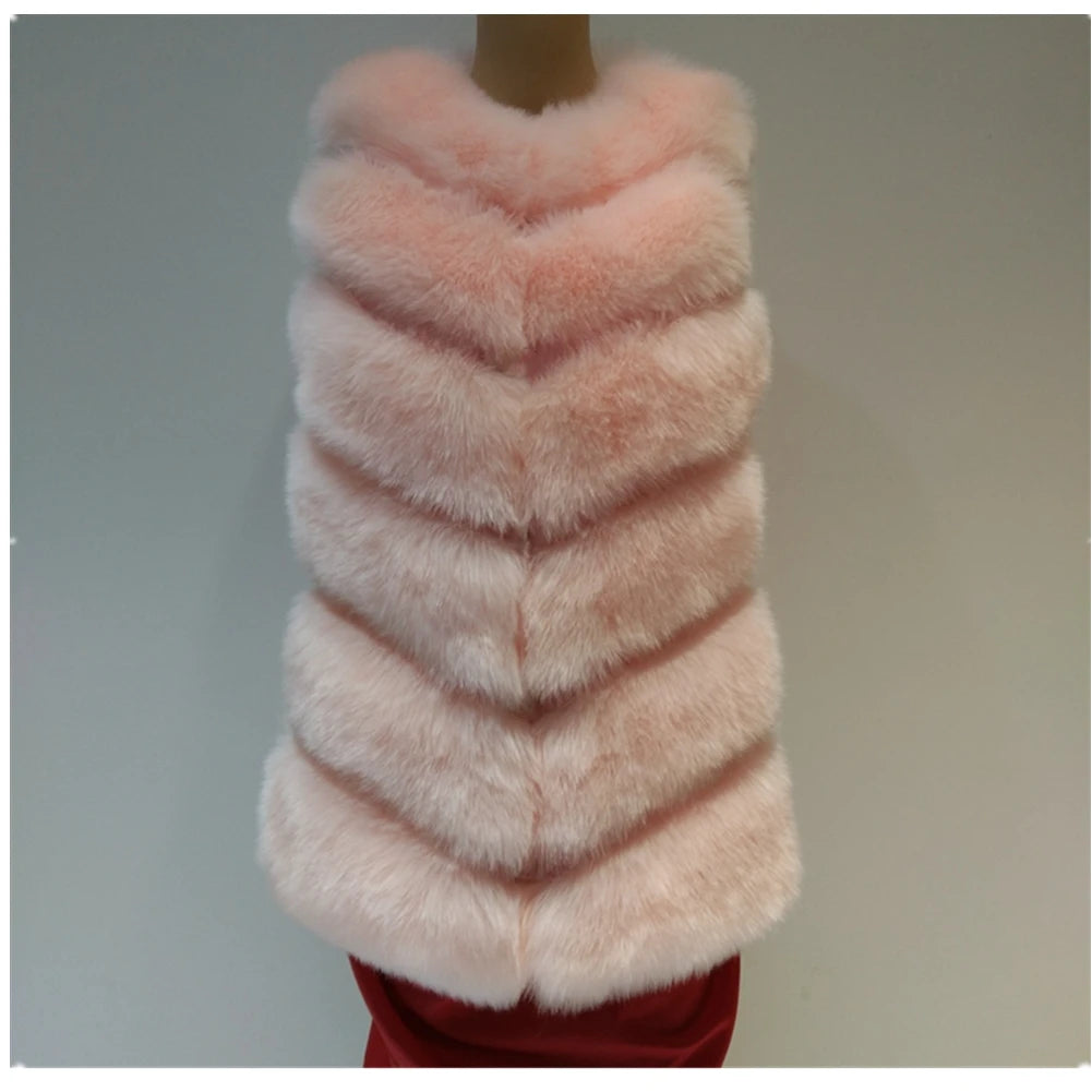 Plush Faux Fur Women's Maxi Vest to 4X