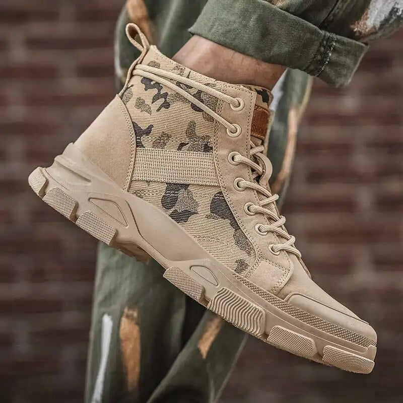 Men's Camouflage High-Top Ankle Boots