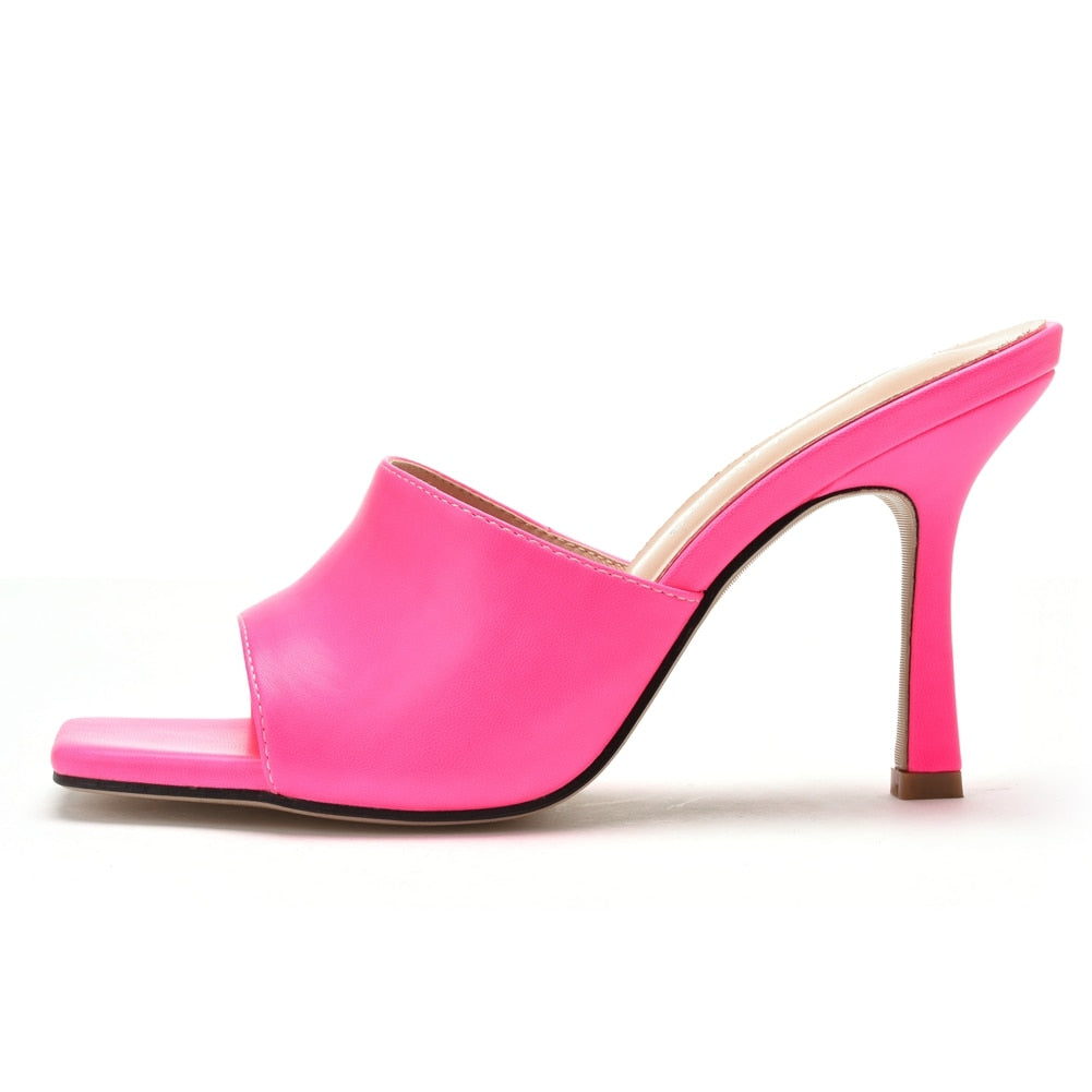 Candy Color Stiletto Slipper Platform Mule Sandals