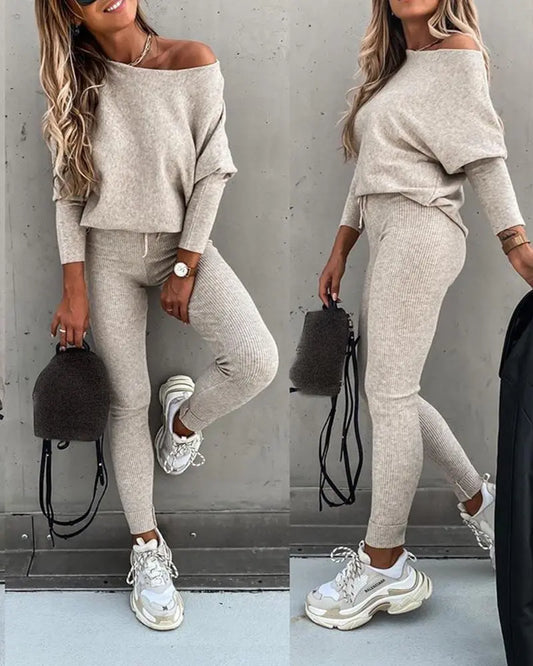 Pullover Top + Leggings Fitness 2-Piece Set