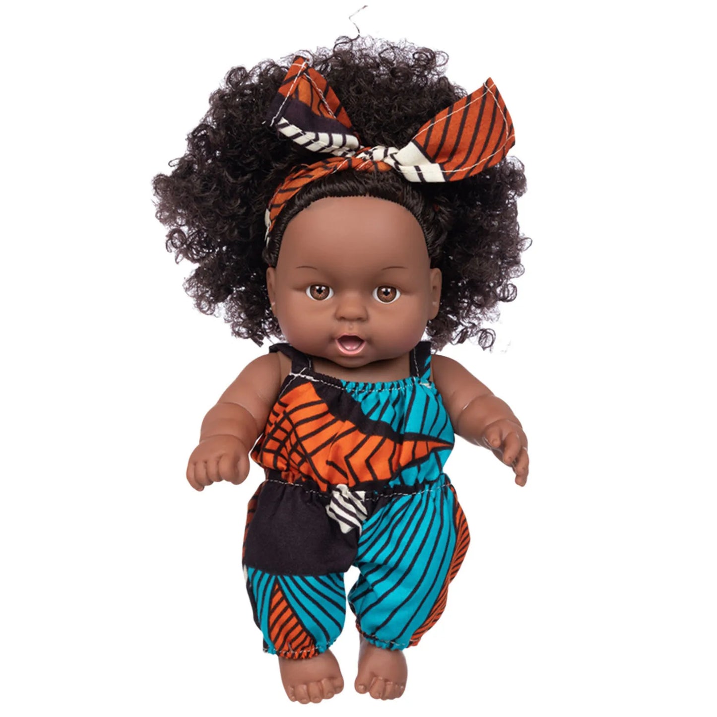 Curly Hair Baby w/ Headband 8-Inch Vinyl African-American Black Dolls