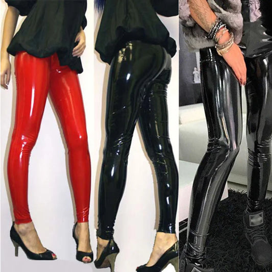 Faux Leather High Waist Women's Elastic Skinny Push Up Leggings