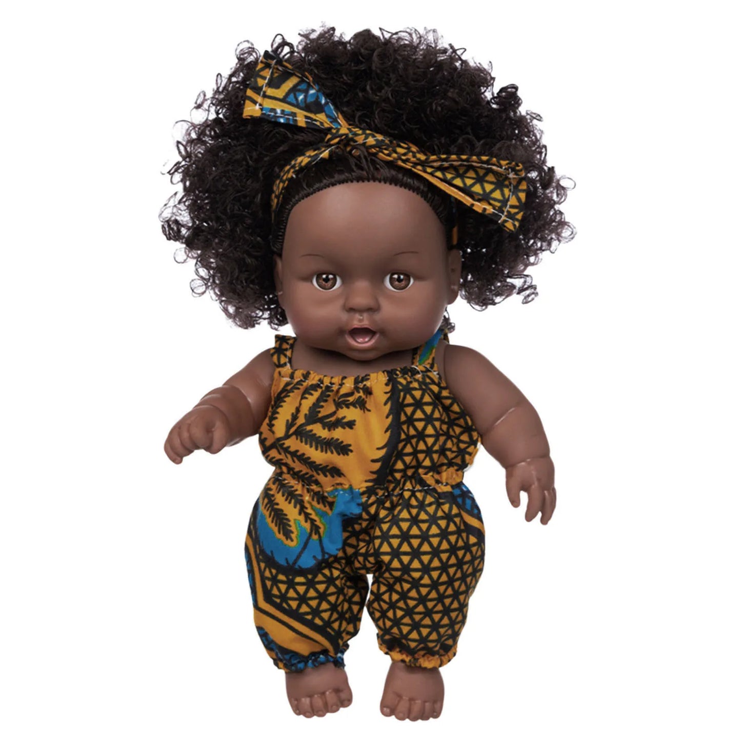 Curly Hair Baby w/ Headband 8-Inch Vinyl African-American Black Dolls