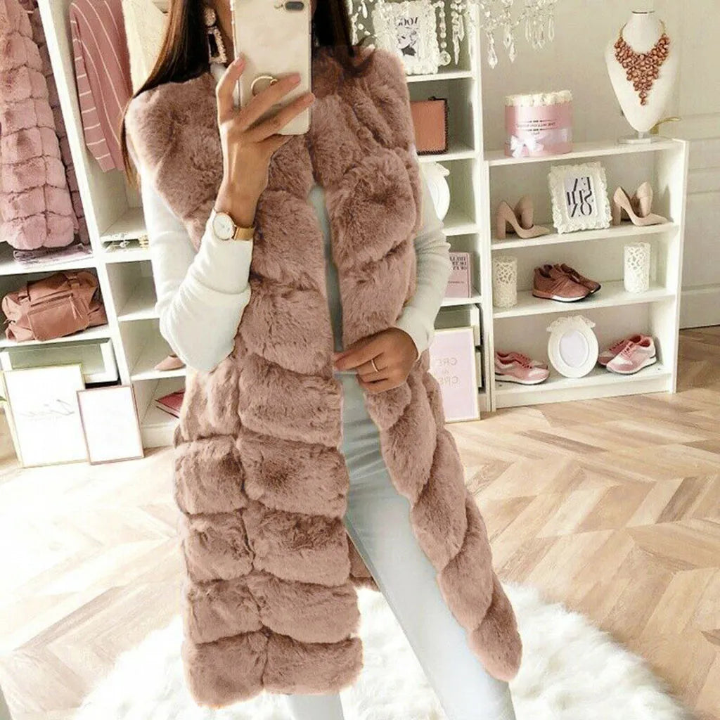 Faux Fur Women's Maxi Vest to 4X