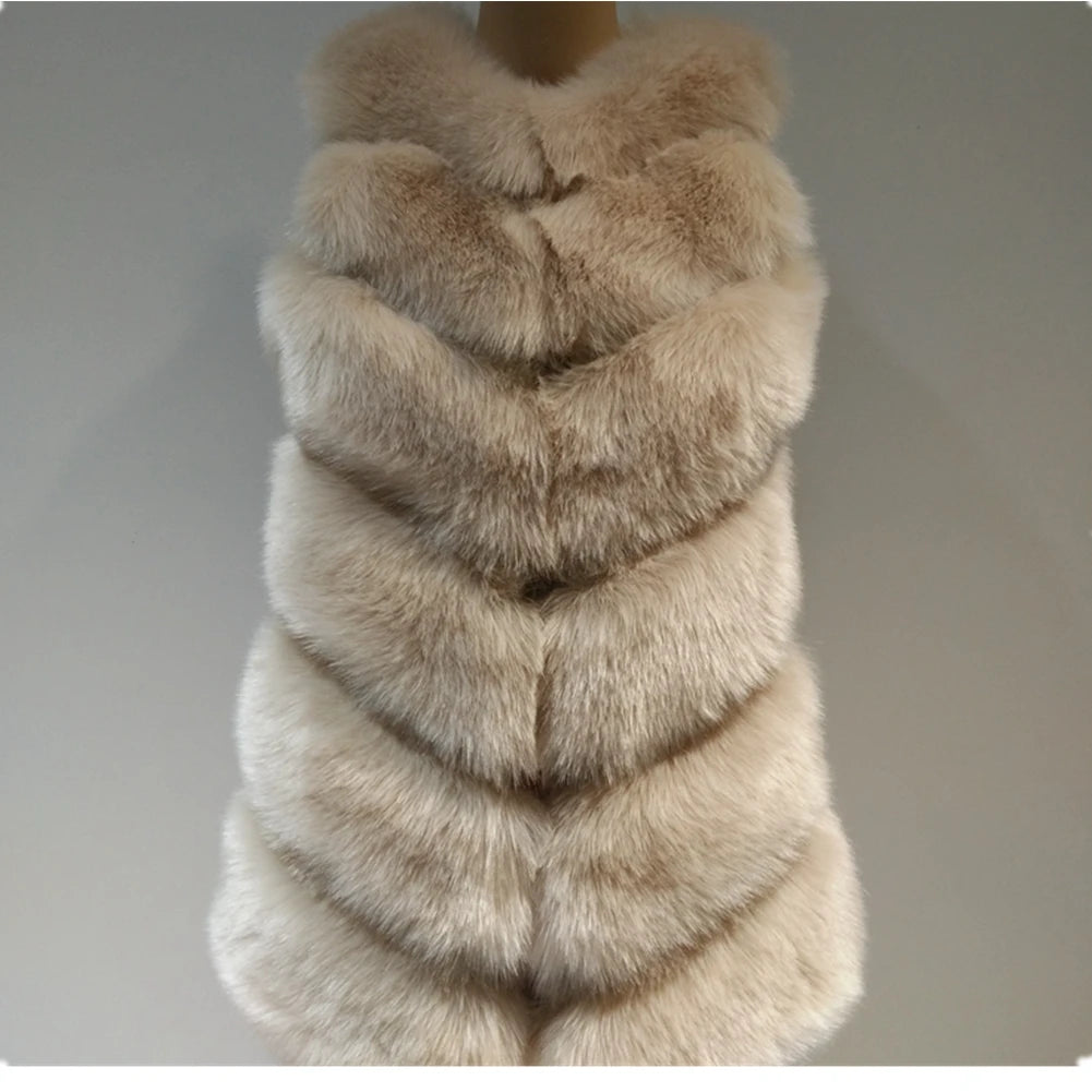 Plush Faux Fur Women's Maxi Vest to 4X