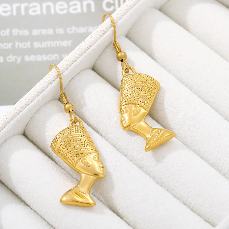 Egyptian Queen Nefertiti Stud Stainless Steel African Earrings