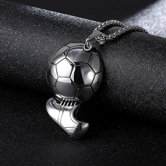 Metal Soccer Ball w/ Shoe Pendant Necklace Chain