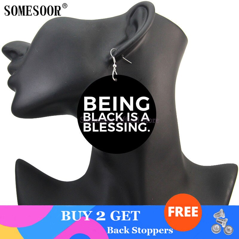 Black Live Matter Sayings Blessing Women Wooden Drop Earrings