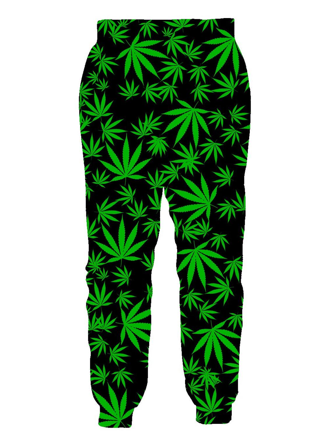 3D Digital Print Green Plant Leaves Sweatpants S-5XL