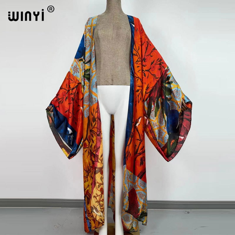 Bohemian Batwing Sleeve Kimono Maxi Cardigan