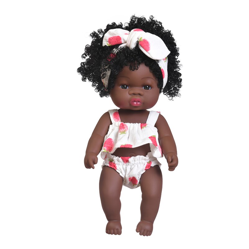 35cm African Black Girl Handmade Silicone Doll