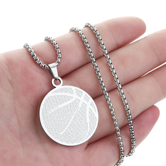 Basketball Pendant Gold/Silver Stainless Steel Basketball Pendant Chain Necklace