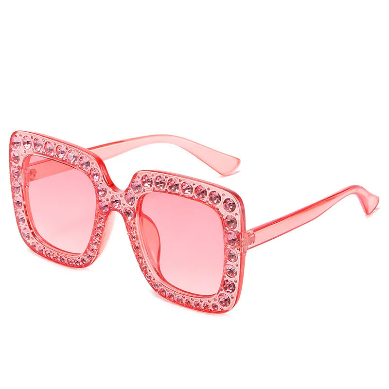 Oversized Square Rhinestone Diamond Women's UV400 Sunglasses