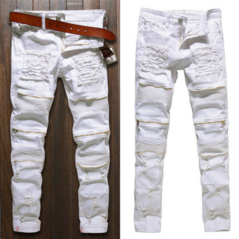 Men's Skinny Stretch Ripped Distressed Denim Jeans