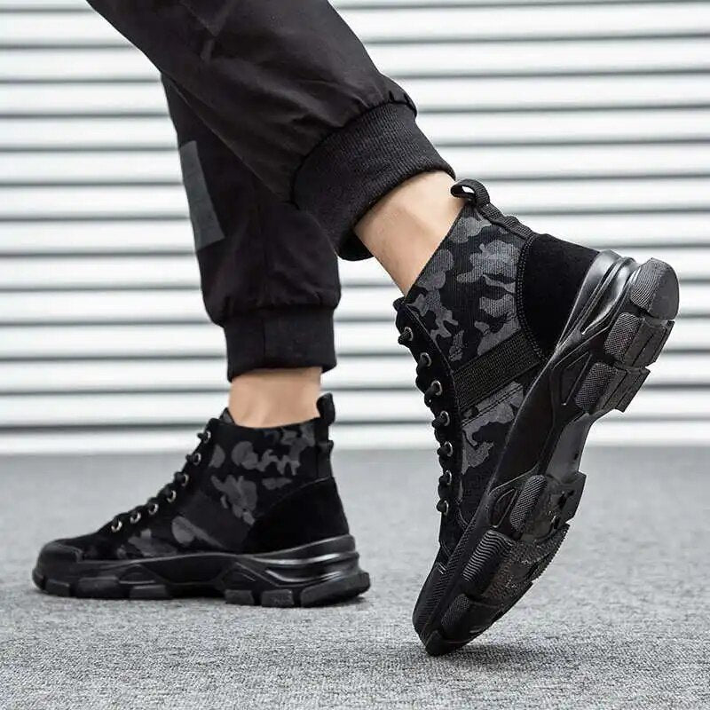 Men's Camouflage High-Top Ankle Boots