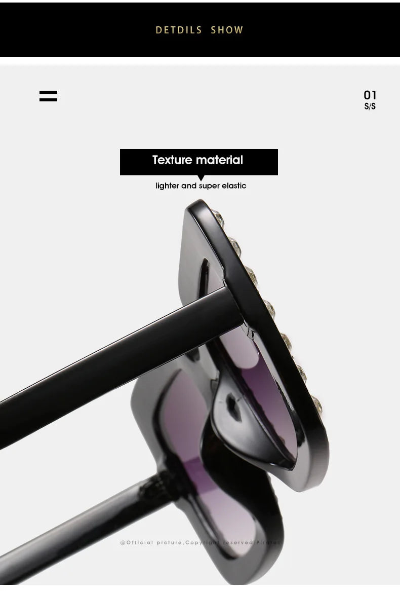 Oversized Square Rhinestone Diamond Women's UV400 Sunglasses