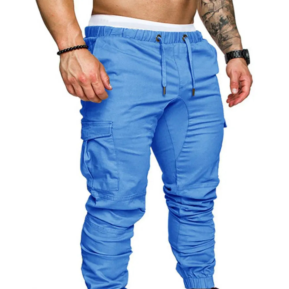 Men's Solid Color Pocket Skinny Cargo Jogger Sweatpants