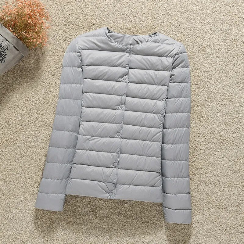 Padded Collarless Ultralight Quilted Women's Down Jacket