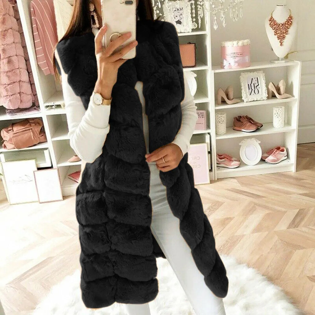 Faux Fur Women's Maxi Vest to 4X