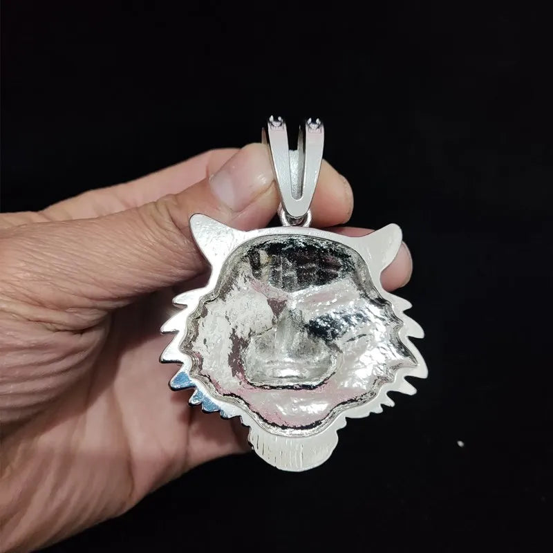 3D Tiger Pendant Crystal Cuban Chain Hip-Hop Iced Out Bling Chain Necklace